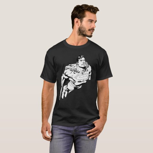 Superman Black en White 1 T-shirt (Voorkant volledig)