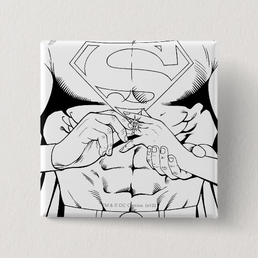 Superman Black en White 3 Vierkante Button 5,1 Cm (Voorkant)