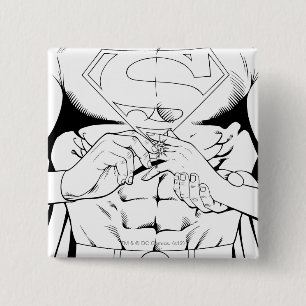 Superman Black en White 3 Vierkante Button 5,1 Cm