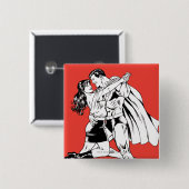 Superman Black en White 4 Vierkante Button 5,1 Cm (Voorkant /achterkant)