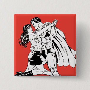 Superman Black en White 4 Vierkante Button 5,1 Cm