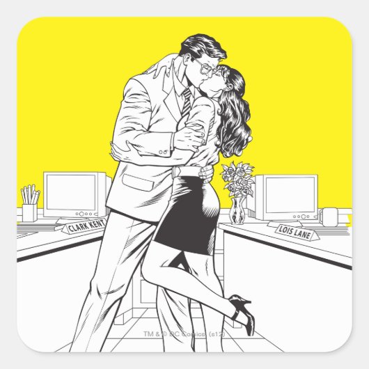 Superman Black en White 5 Vierkante Sticker (Voorkant)