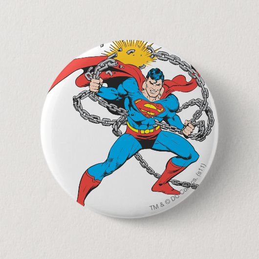 Superman Breaks Chains 3 Ronde Button 5,7 Cm (Voorkant)