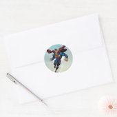 Superman breekt naar boven ronde sticker (Envelop)