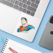 Superman Bust Smirk Sticker (Laptop met iPhone)