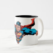 Superman cape vliegen tweekleurige koffiemok (Voorkant rechts)