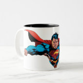 Superman cape vliegen tweekleurige koffiemok (Voorkant links)