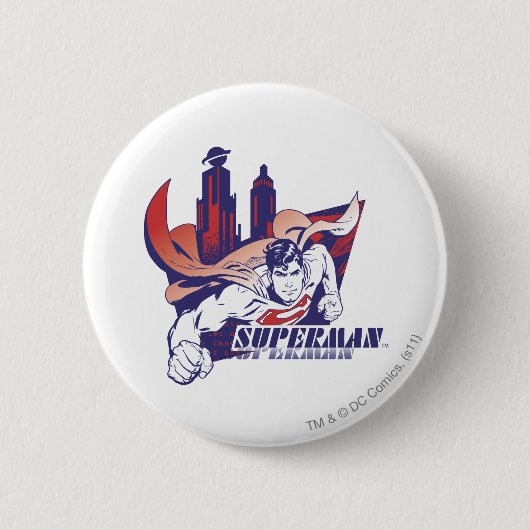 Superman City en naam Ronde Button 5,7 Cm (Voorkant)