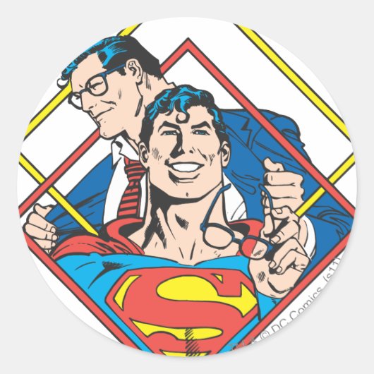 Superman/Clark Kent Ronde Sticker (Voorkant)