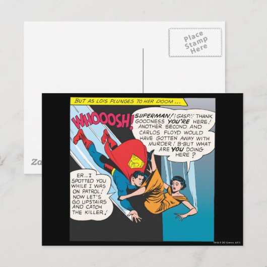 Superman Comic Panel - Lois Plunges Briefkaart (Voorkant / Achterkant)