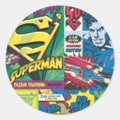 Superman Comic Panels Ronde Sticker (Voorkant)