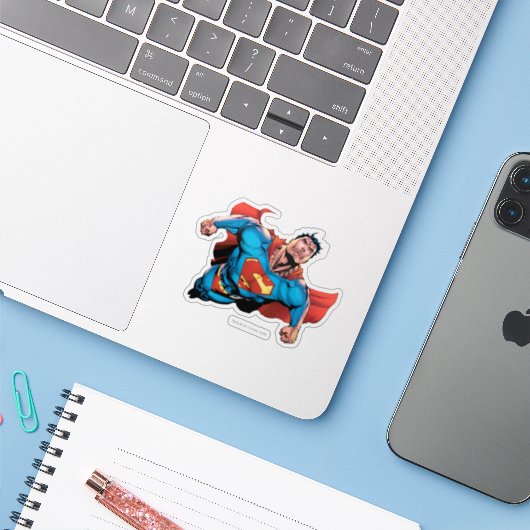 Superman Comic Style Sticker (Laptop met iPhone)