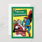 Superman die de kerstman in de schoorsteen helpt kaart (Voorkant / Achterkant)