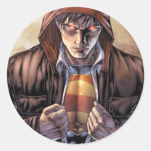 Superman Earth Hoesje - Kleur Ronde Sticker (Voorkant)