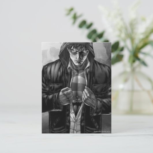 Superman Earth Hoesje - Zwart-wit Briefkaart (Staand voorkant)