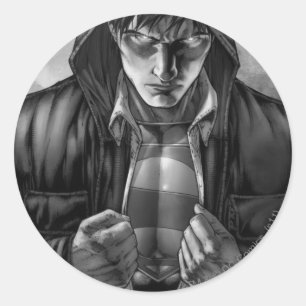Superman Earth Hoesje - Zwart-wit Ronde Sticker