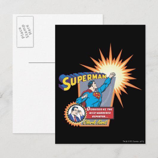 Superman en Clark Kent Briefkaart (Voorkant / Achterkant)