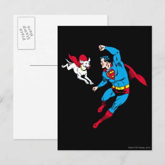 Superman en Krypto 2 Briefkaart (Voorkant / Achterkant)