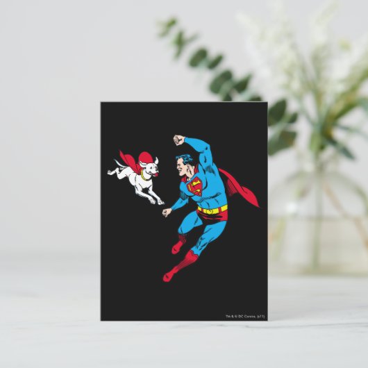 Superman en Krypto 2 Briefkaart (Staand voorkant)