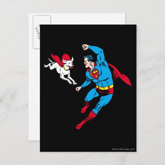 Superman en Krypto 2 Briefkaart (Voorkant / Achterkant)