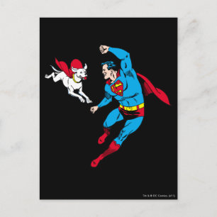 Superman en Krypto 2 Briefkaart