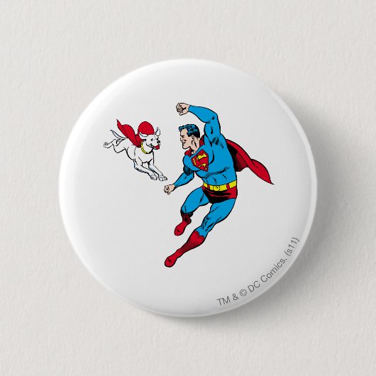 Superman en Krypto 2 Ronde Button 5,7 Cm (Voorkant)