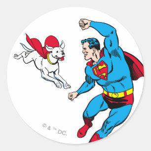 Superman en Krypto 2 Ronde Sticker
