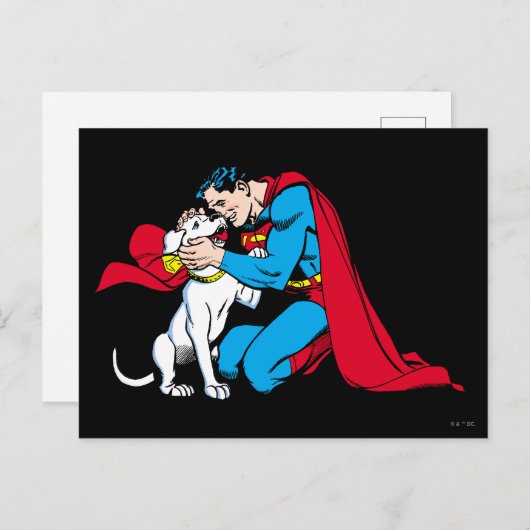 Superman en Krypto Briefkaart (Voorkant / Achterkant)