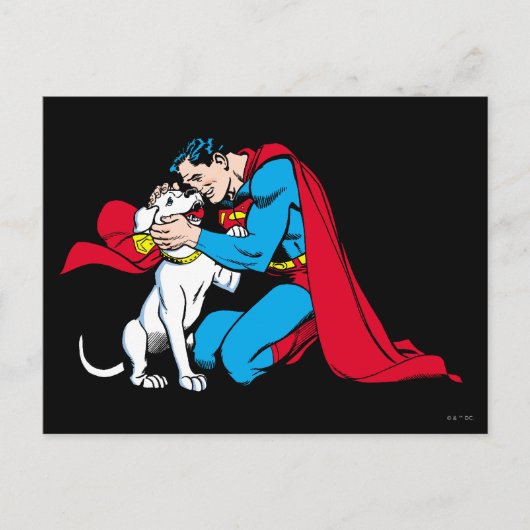 Superman en Krypto Briefkaart (Voorkant)