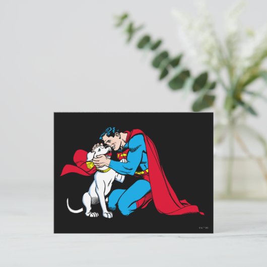 Superman en Krypto Briefkaart (Staand voorkant)