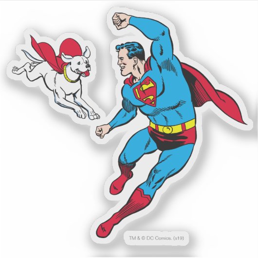 Superman en Krypto Flying Sticker (Voorkant)