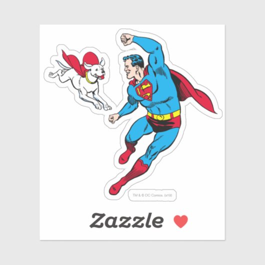 Superman en Krypto Flying Sticker (Vel)
