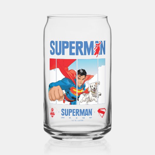 Superman en Krypto nemen vlucht Blikvorm Glas (Voorkant)