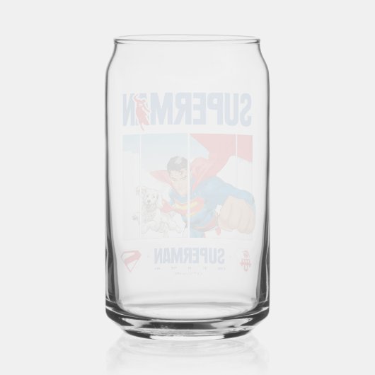 Superman en Krypto nemen vlucht Blikvorm Glas (Achterkant)