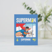 Superman en Krypto nemen vlucht Briefkaart (Staand voorkant)