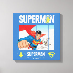 Superman en Krypto nemen vlucht Canvas Afdruk