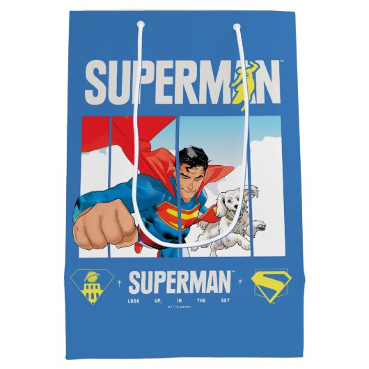 Superman en Krypto nemen vlucht Medium Cadeauzakje (Achterkant)