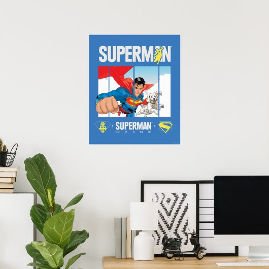 Superman en Krypto nemen vlucht Poster (Thuiskantoor)