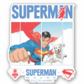 Superman en Krypto nemen vlucht Sticker (Voorkant)