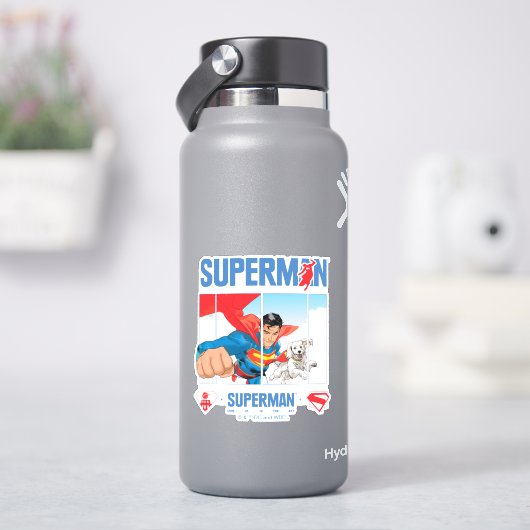 Superman en Krypto nemen vlucht Sticker (HydroFlask)