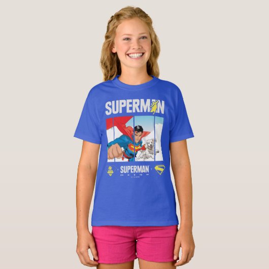 Superman en Krypto nemen vlucht T-shirt (Voorkant volledig)