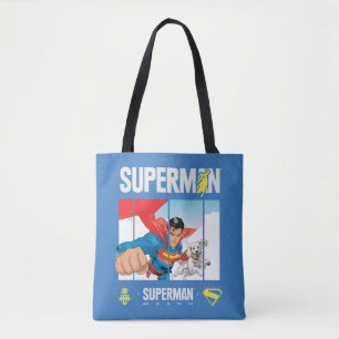 Superman en Krypto nemen vlucht Tote Bag
