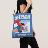 Superman en Krypto nemen vlucht Tote Bag (Dichtbij)