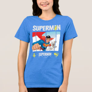 Superman en Krypto nemen vlucht Tri-Blend Shirt