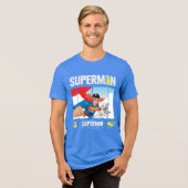 Superman en Krypto nemen vlucht Tri-Blend Shirt (Voorkant volledig)