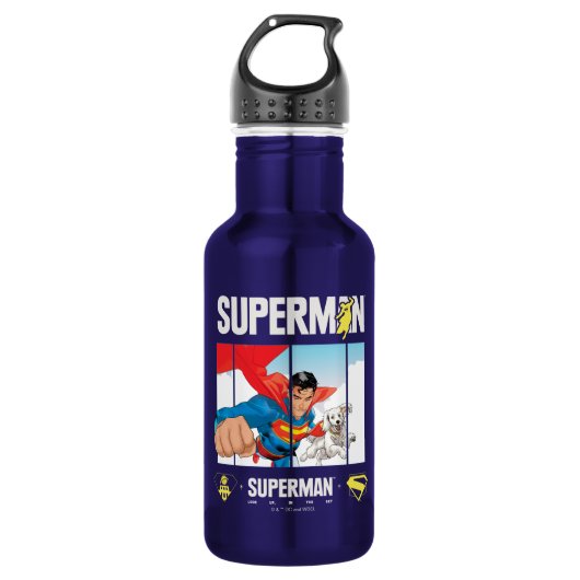 Superman en Krypto nemen vlucht Waterfles (Voorkant)
