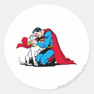 Superman en Krypto Ronde Sticker