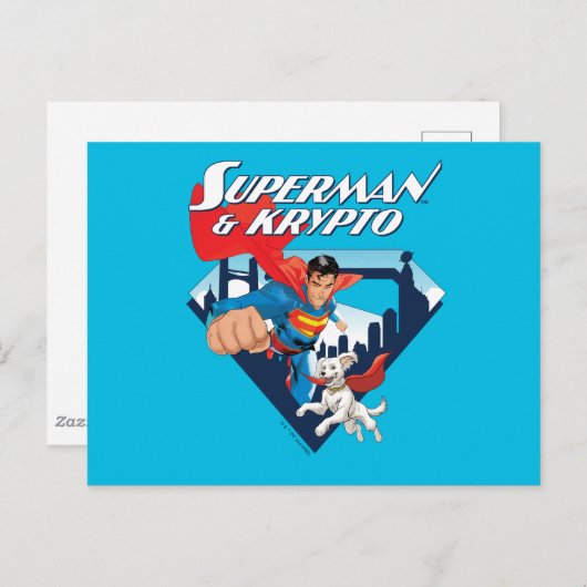 Superman en Krypto stijgen Briefkaart (Voorkant / Achterkant)