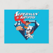 Superman en Krypto stijgen Briefkaart (Voorkant)