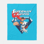 Superman en Krypto stijgen Fleece Deken (Voorkant)